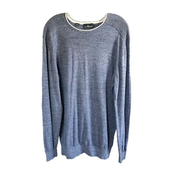 RODD & Gunn Crew Neck Cotton Sweater Blue Gray Relaxed Fit Lightweight Mens L - Picture 1 of 7